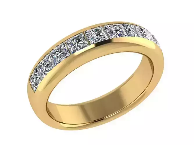 Ring345 gold band with princess cut diamonds