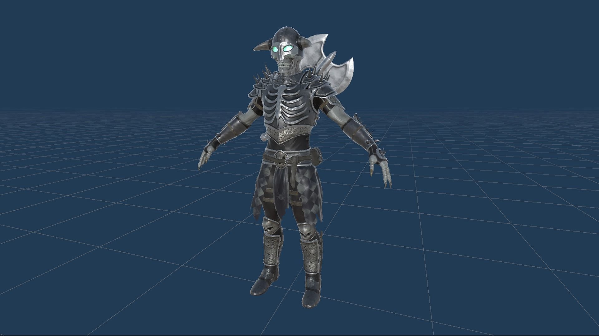 Skeleton 3 with axe Low-poly 3D model_26