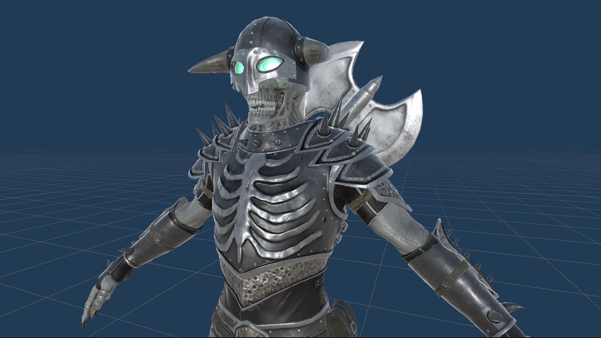 Skeleton 3 with axe Low-poly 3D model_27