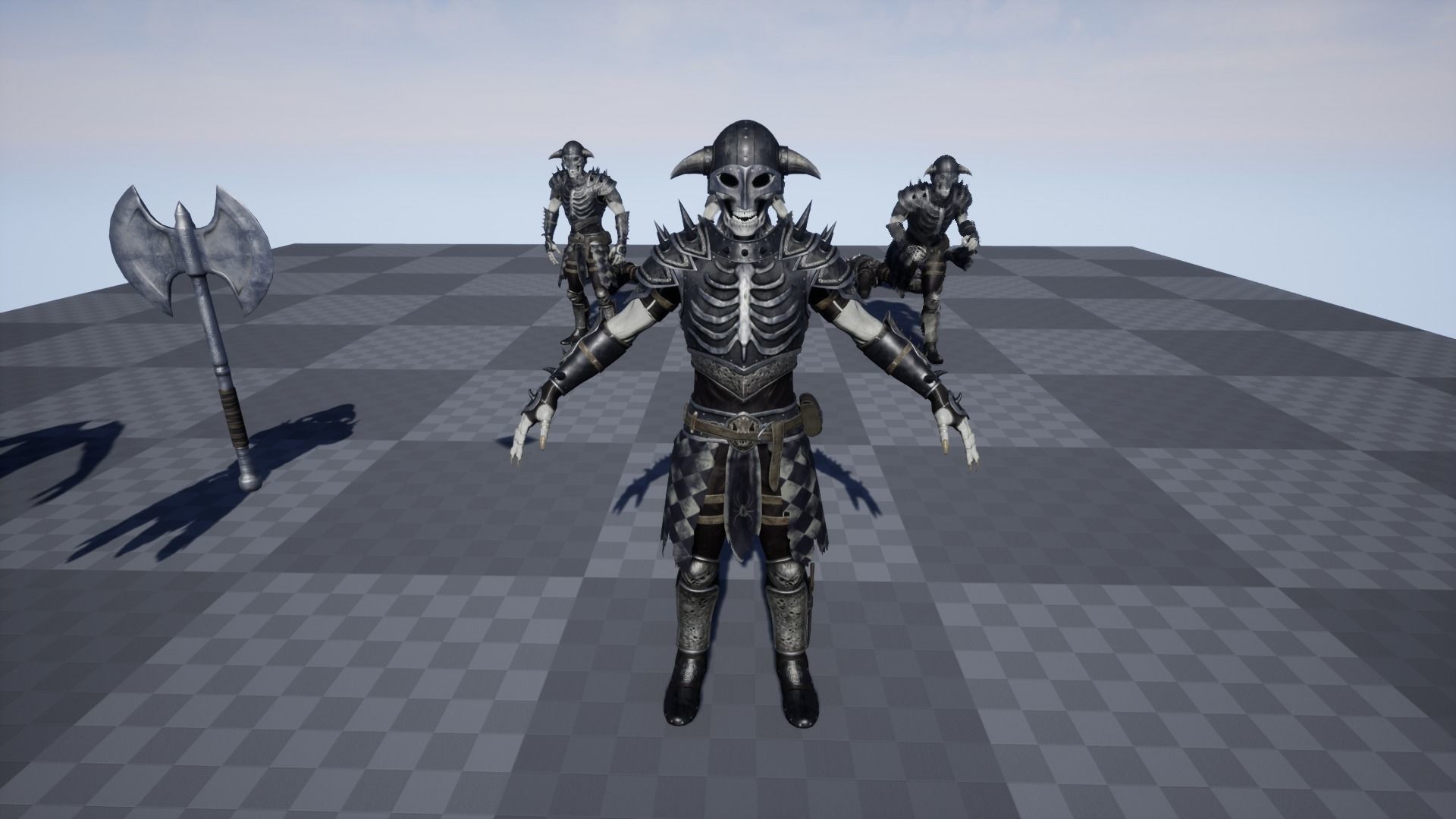 Skeleton 3 with axe Low-poly 3D model_24