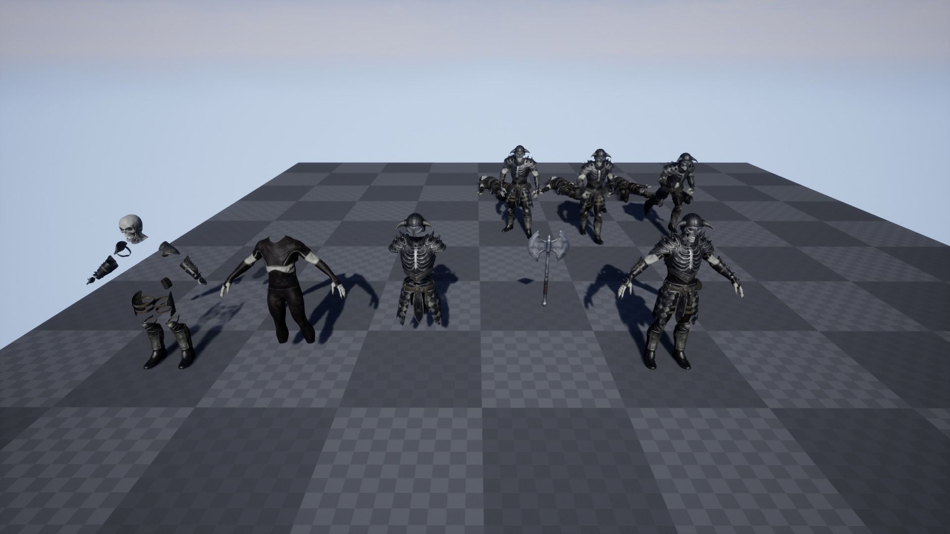 Skeleton 3 with axe Low-poly 3D model_25