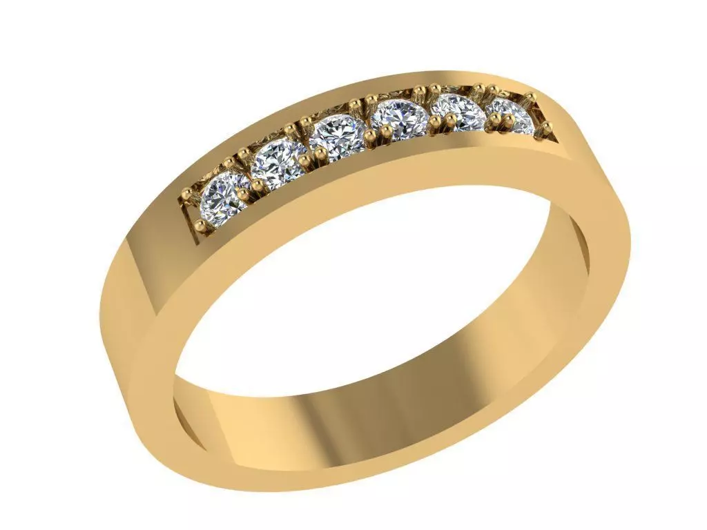 Ring346 gold wedding band with diamonds 3D print model_0