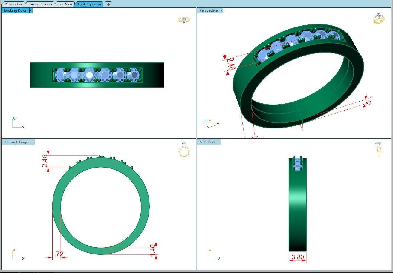 Ring346 gold wedding band with diamonds 3D print model_5