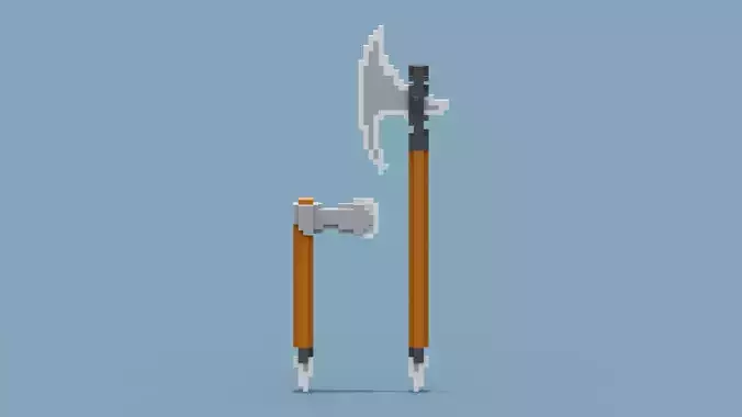 Voxel Axe Low-poly 3D model