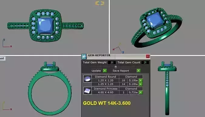 Princess cut halo engagement ring