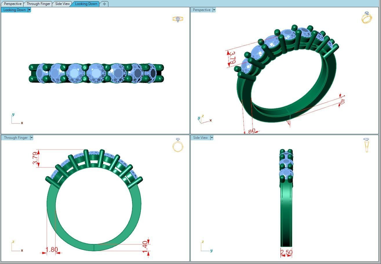 Ring348 gold diamond ring 3D print model_5