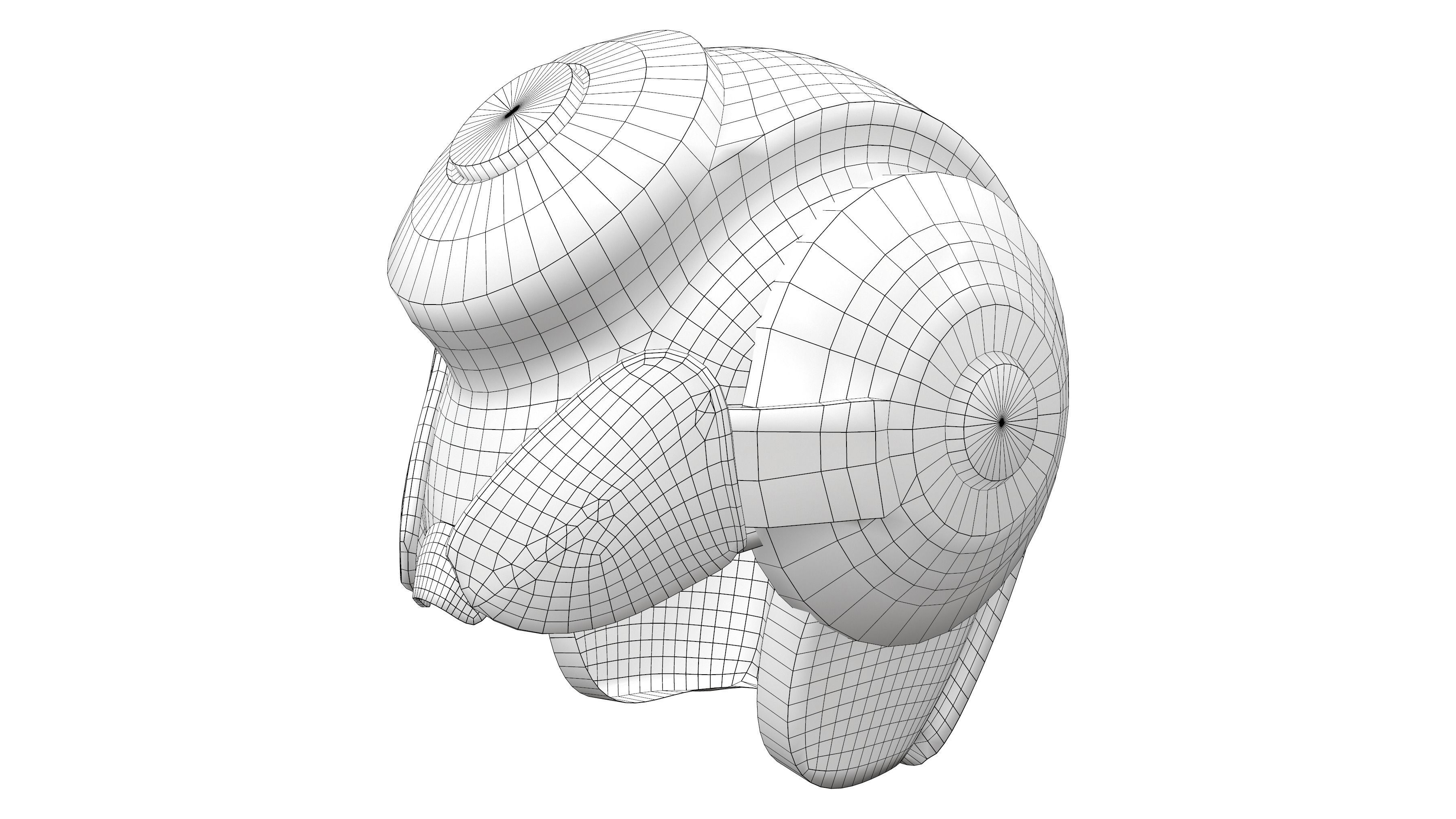 Cyber Security Robo Helmet Low-poly 3D model_7