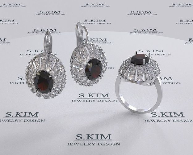 Dome ring and earring 3D print model