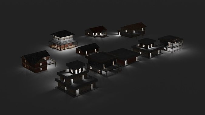 Lowpoly Housees Pack Low-poly 3D model 3