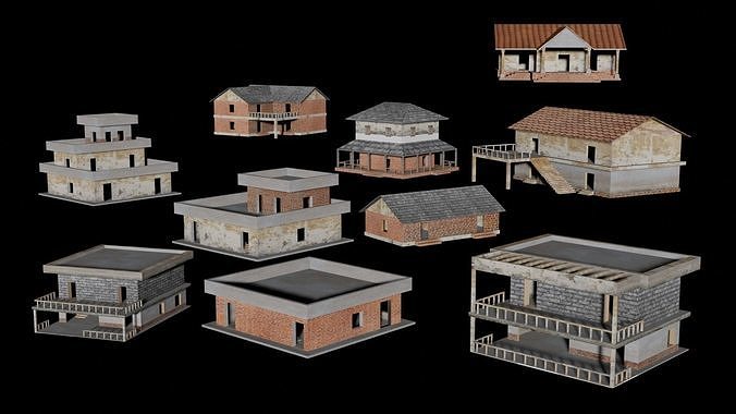 Lowpoly Housees Pack Low-poly 3D model 2