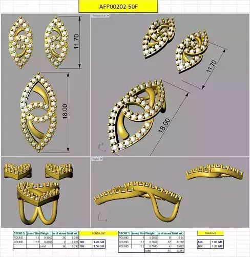 Small and steady earrings and pendent set