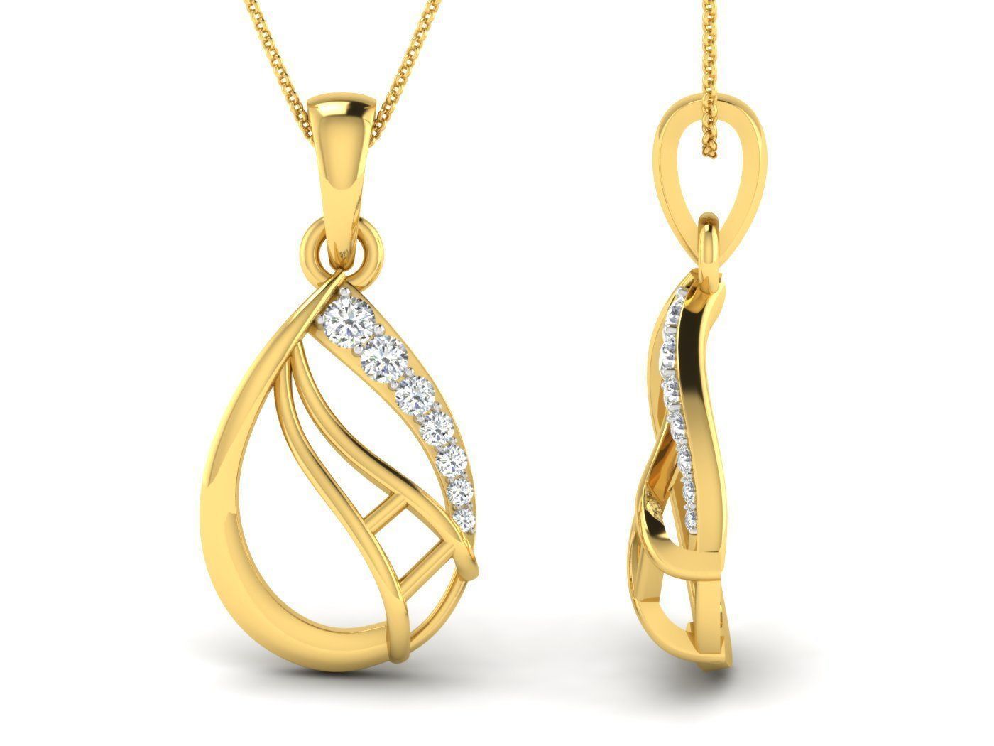 diamond earring pendent set for women 3D print model_4