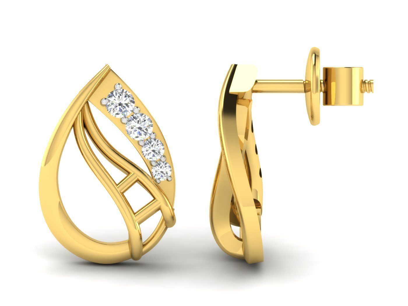 diamond earring pendent set for women 3D print model_2