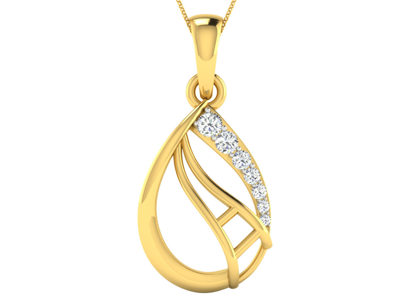 diamond earring pendent set for women 3D print model_6