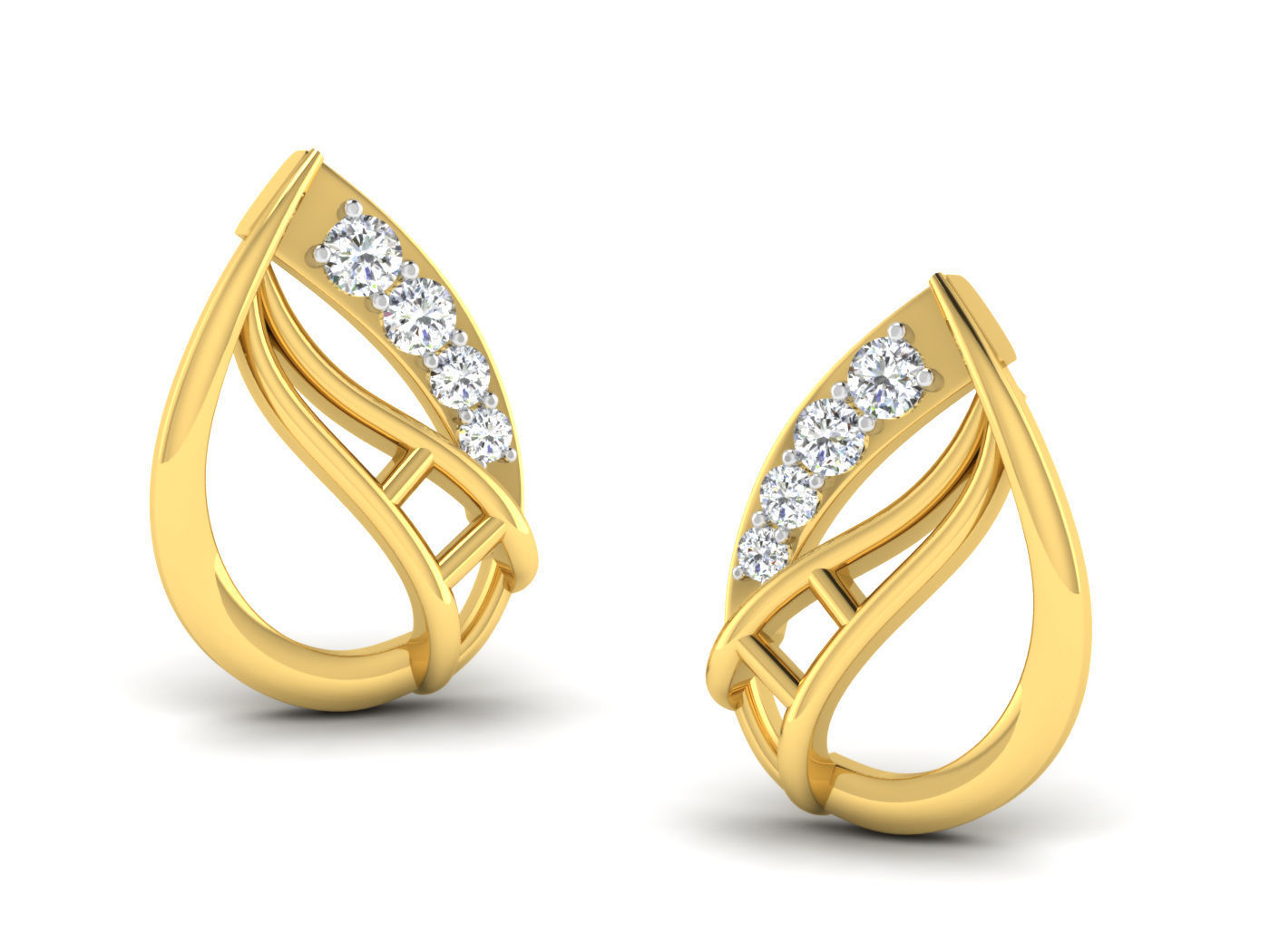 diamond earring pendent set for women 3D print model_1