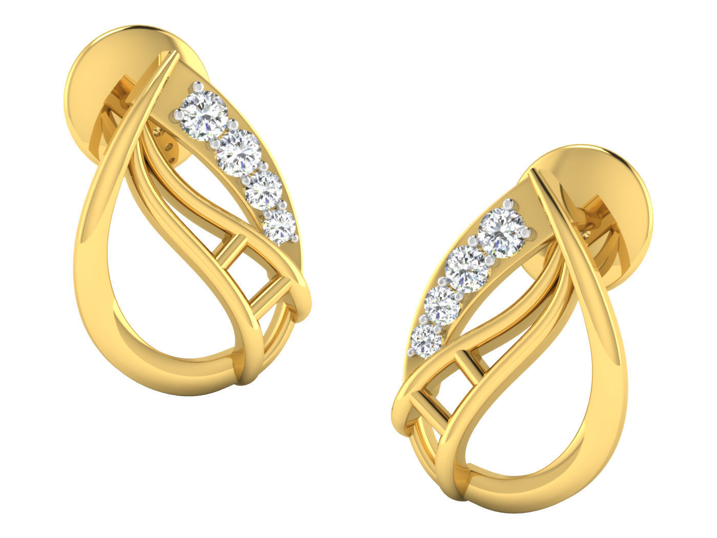 diamond earring pendent set for women 3D print model_5