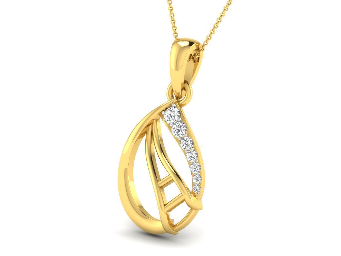 diamond earring pendent set for women 3D print model_3