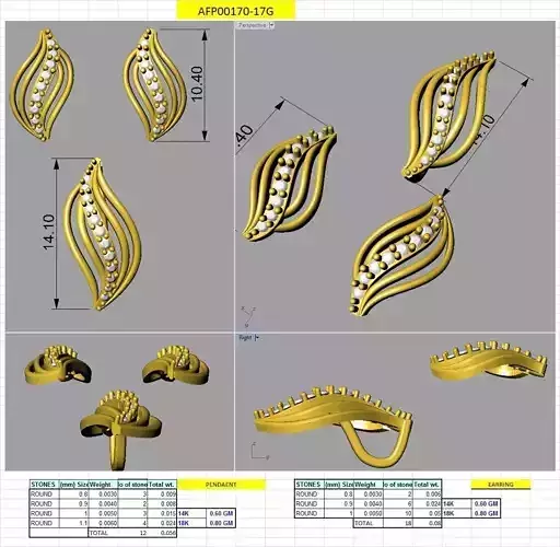 curve style earring pendent set 3D print model