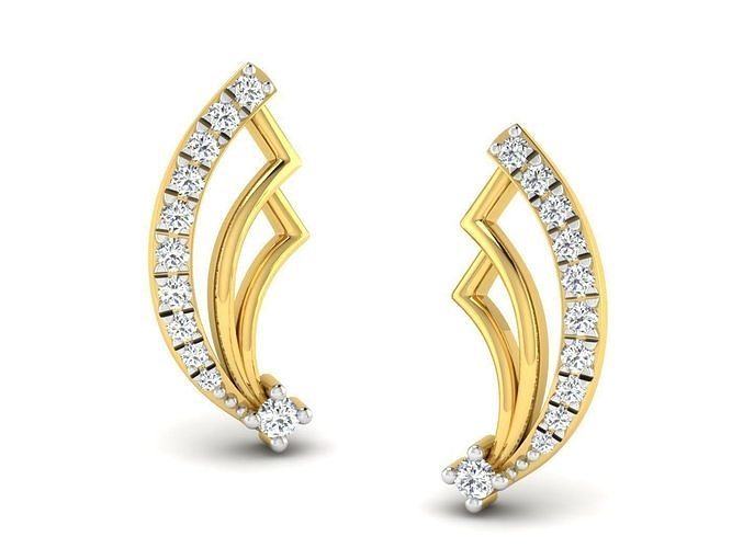 half double moon shape pendent earring set 3D print model