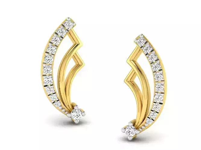 half double moon shape pendent earring set 3D print model