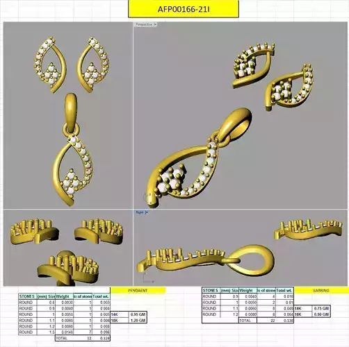 Elegant small pendent set  3D print model