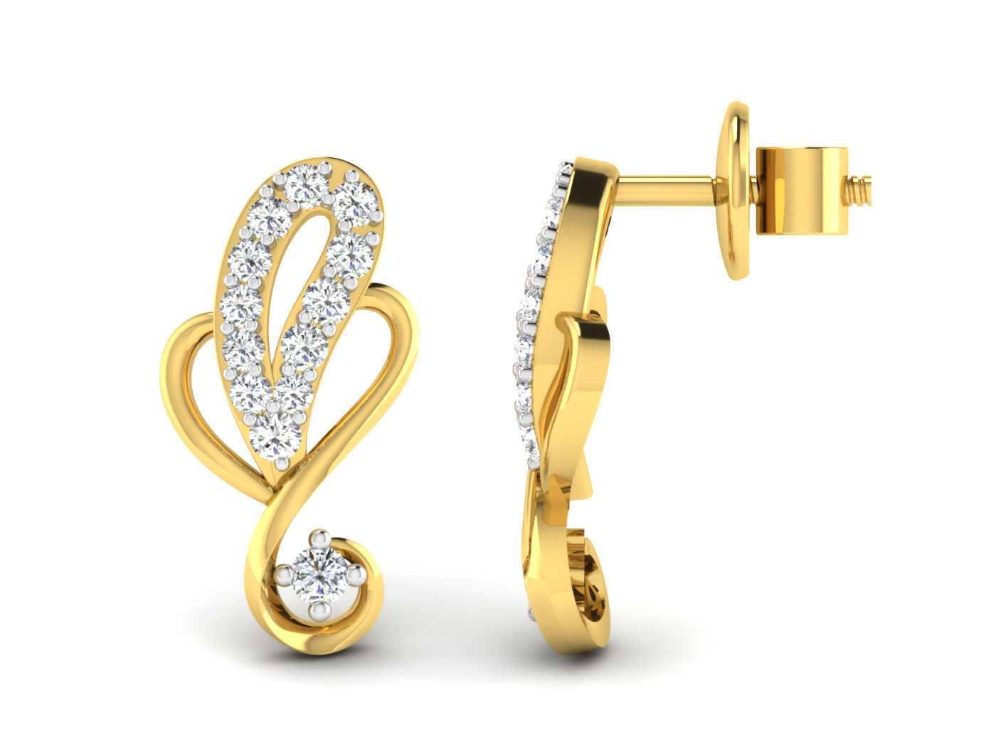 Steady unique design earring pair 3D print model_2