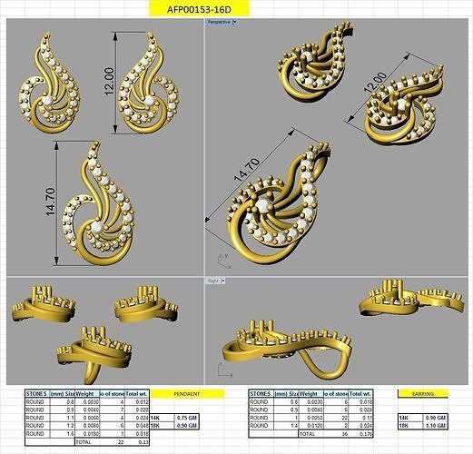 3d printable model diamond pendant gold 3D print model