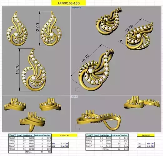 3d printable model diamond pendant gold 3D print model