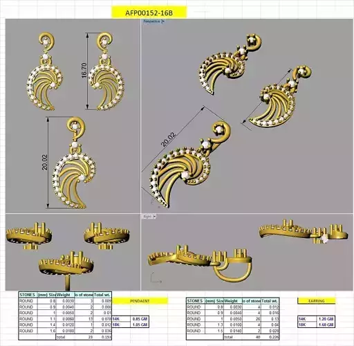 half mango design earring pendent set