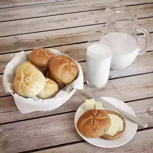 Buns and Milk 3D model
