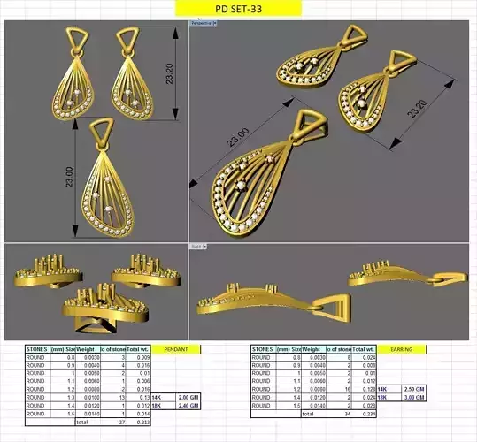 cute earring and pendent set 3D print model