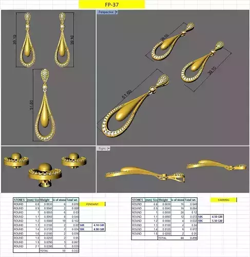 teardrop earring pendent set 