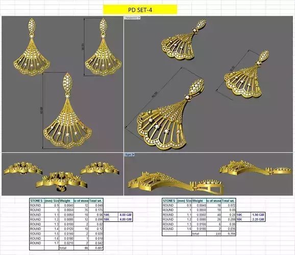 ocean shell type design of earring pendent set 3D print model