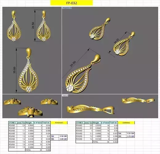 3d printable model of earring pendent 3D print model
