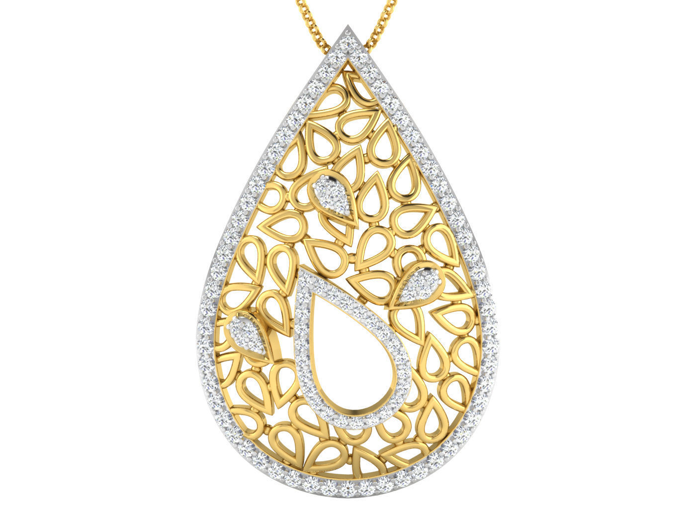 plain pear diamond earring pendent set 3D print model_2