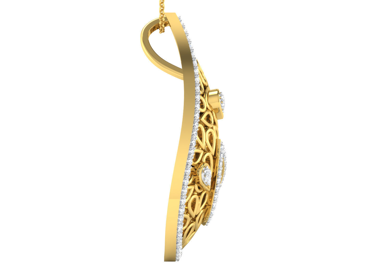 plain pear diamond earring pendent set 3D print model_3