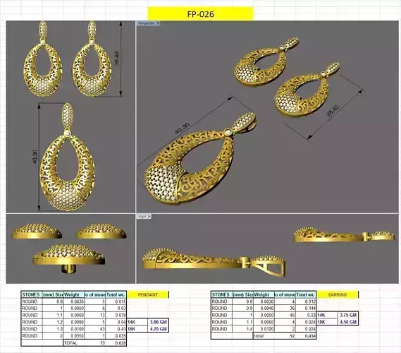 drop of water earring shape pendent 3D print model
