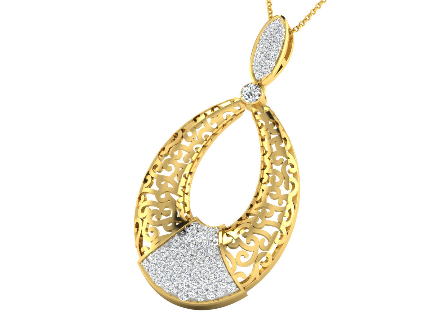 drop of water earring shape pendent 3D print model_1