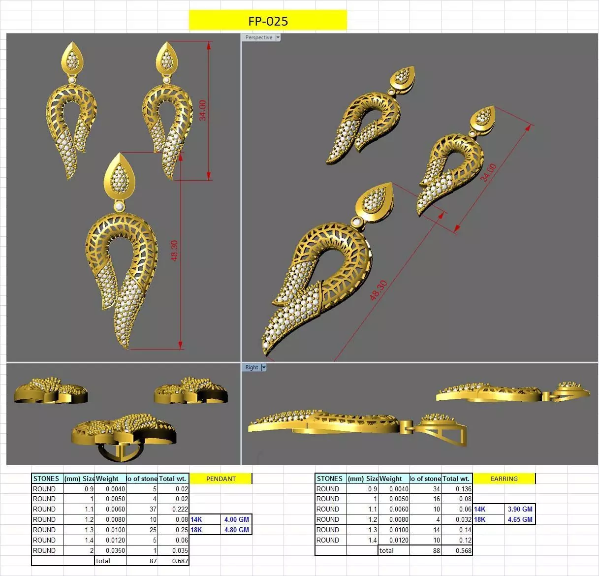 question mark design earring pendent set 3D print model_0