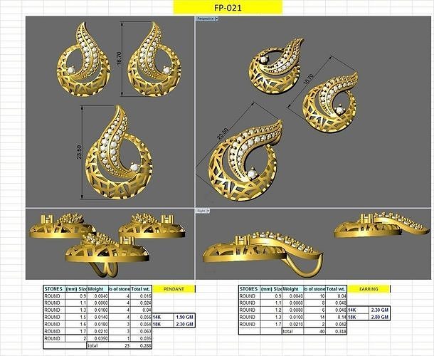 unique earring pendent set 3D print model