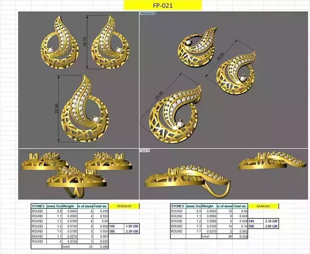 unique earring pendent set 3D print model
