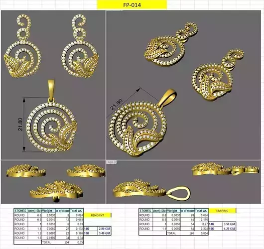 Cute simple earring pendent set 3D print model