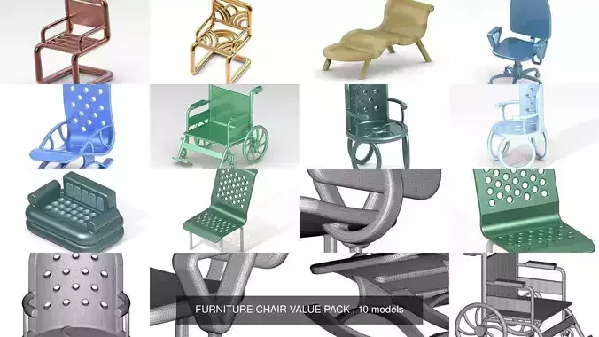 FURNITURE CHAIR VALUE PACK 3D Model Collection