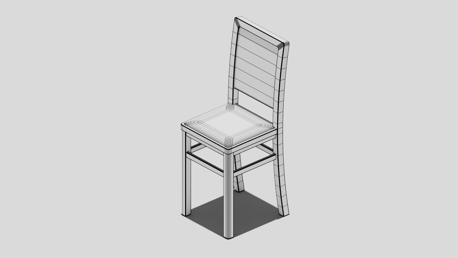 Japanese Furniture Kit - Bar chair Low-poly 3D model_6