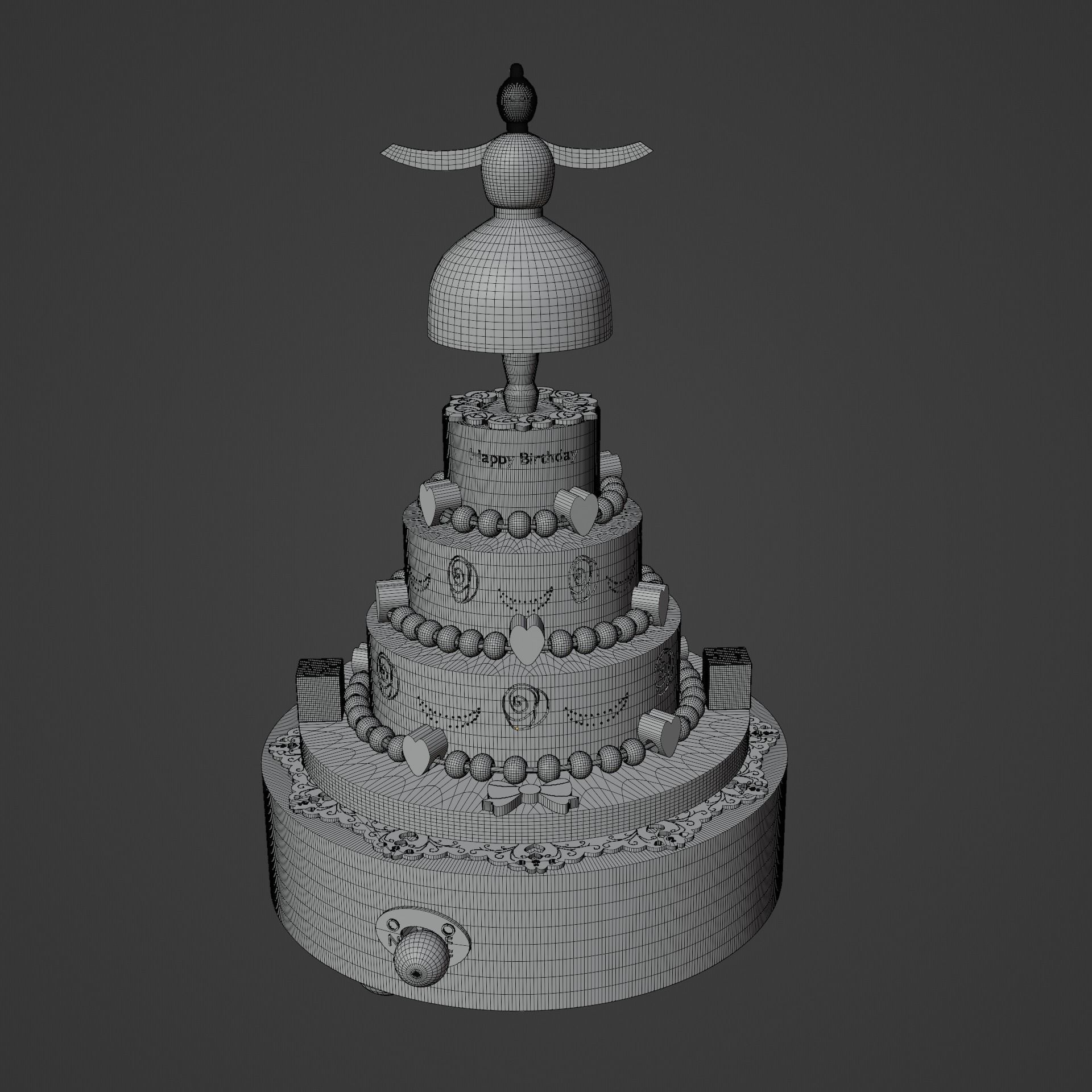 Wooden musical box ballerina toy  3D model_7