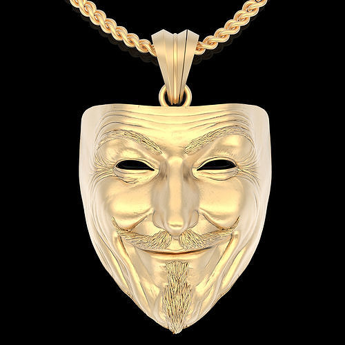 Black knight Vendsta mask pendant gold printable jewelry 3d  3D print model