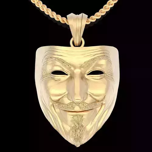 Black knight Vendsta mask pendant gold printable jewelry 3d 