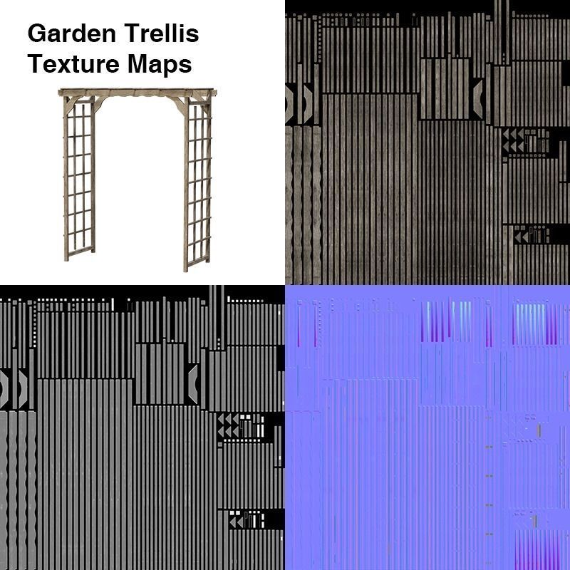 Garden Trellis Low-poly 3D model_9