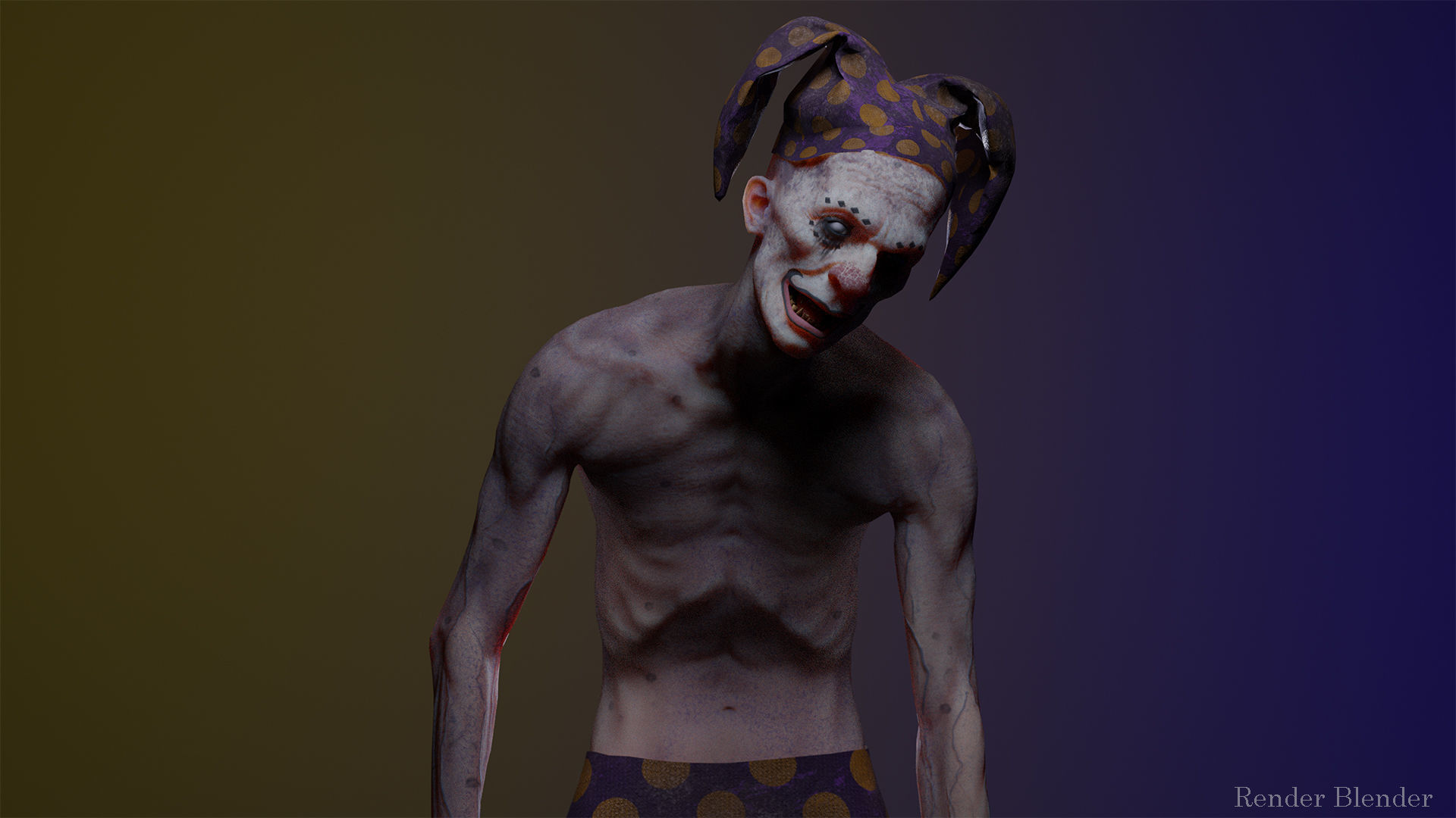 Scary Clown 3 Low-poly 3D model_2