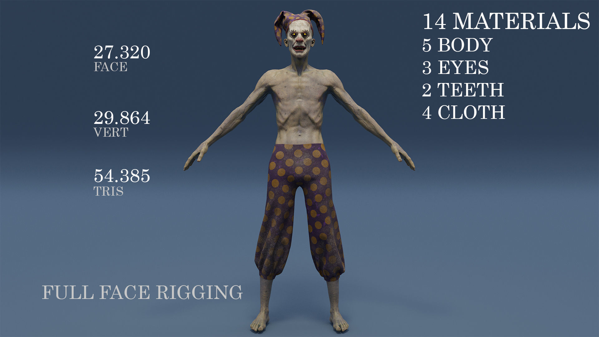 Scary Clown 3 Low-poly 3D model_5